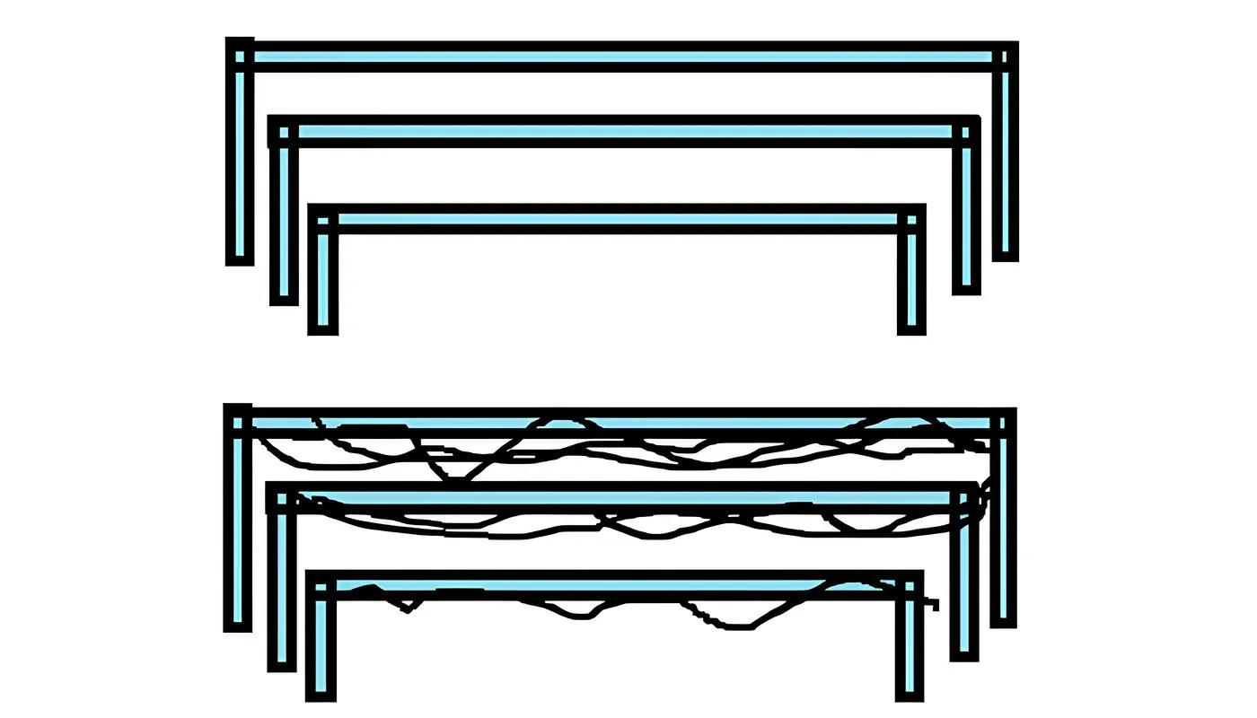 Sagging or drooping on an unsupported span