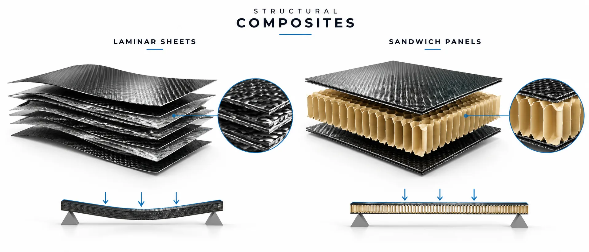 Laminar and sandwich panel (composite structures)