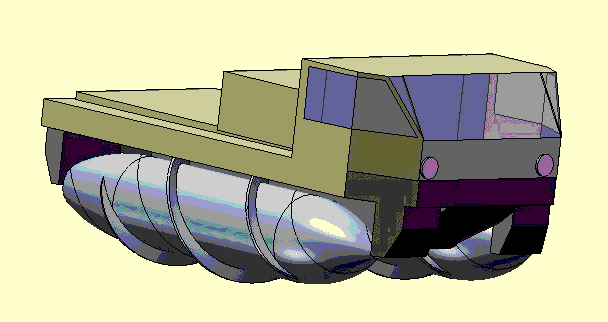 Screw-propelled vehicle using an Archimedes screw