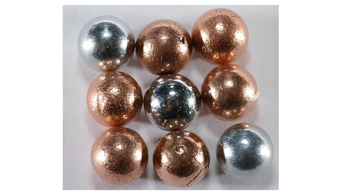 Copper and nickel plated silver balls (Image Courtesy: BB copper and nickel-plated by Hustvedt, licensed under CC BY-SA 3.0)