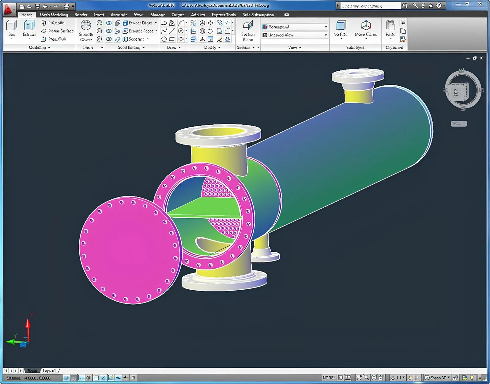 Direct modeling of a heat exchanger in AutoCAD