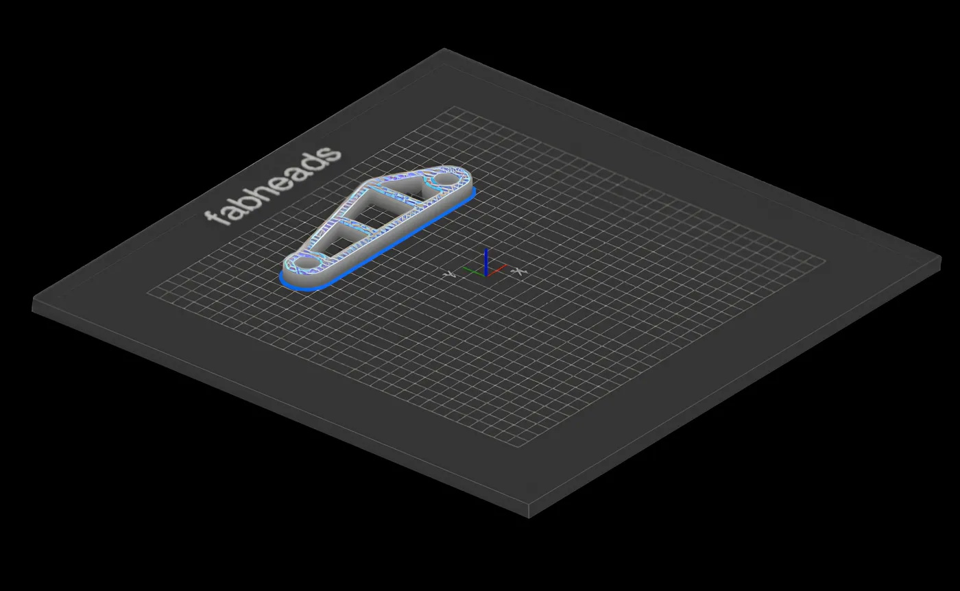 C6 Slicer with a 150mm x 50mm aerospace bracket sliced model